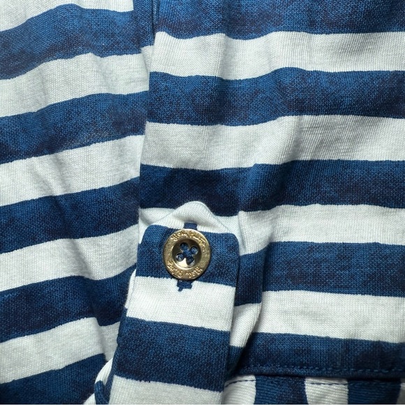 Lilly Pulitzer Dress Blue & White Breeze Stripe Marlowe 3/4 Sleeve Size L Cotton - Picture 6 of 7